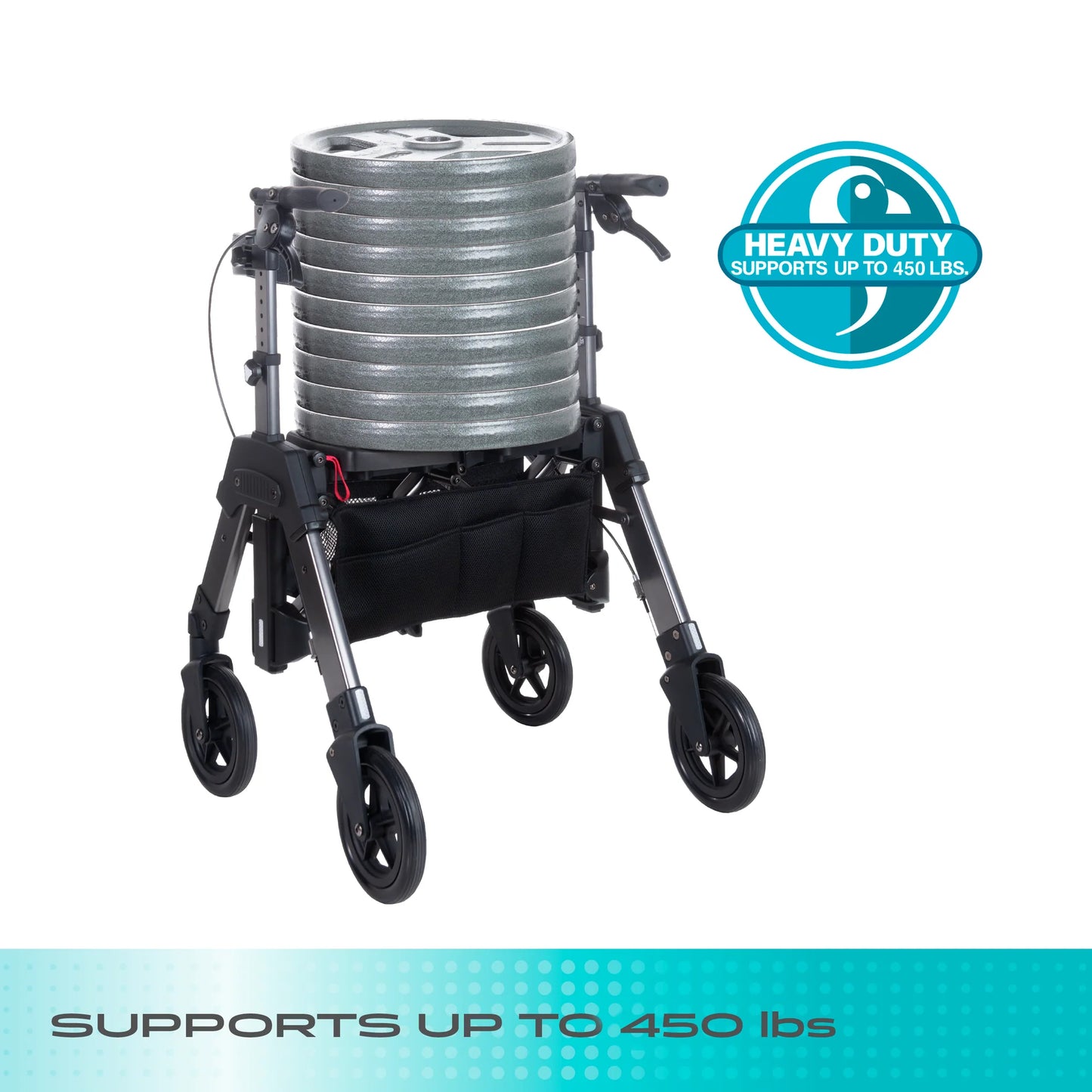 Stander Wonder Rollator HD (Heavy Duty) - Black Walnut / Regal Rose