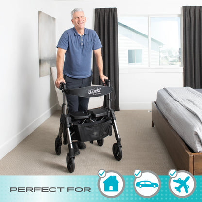 Stander Wonder Rollator HD (Heavy Duty) - Black Walnut / Regal Rose