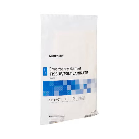 McKesson Emergency Blanket 56 x 90 Inch Yellow, Disposable