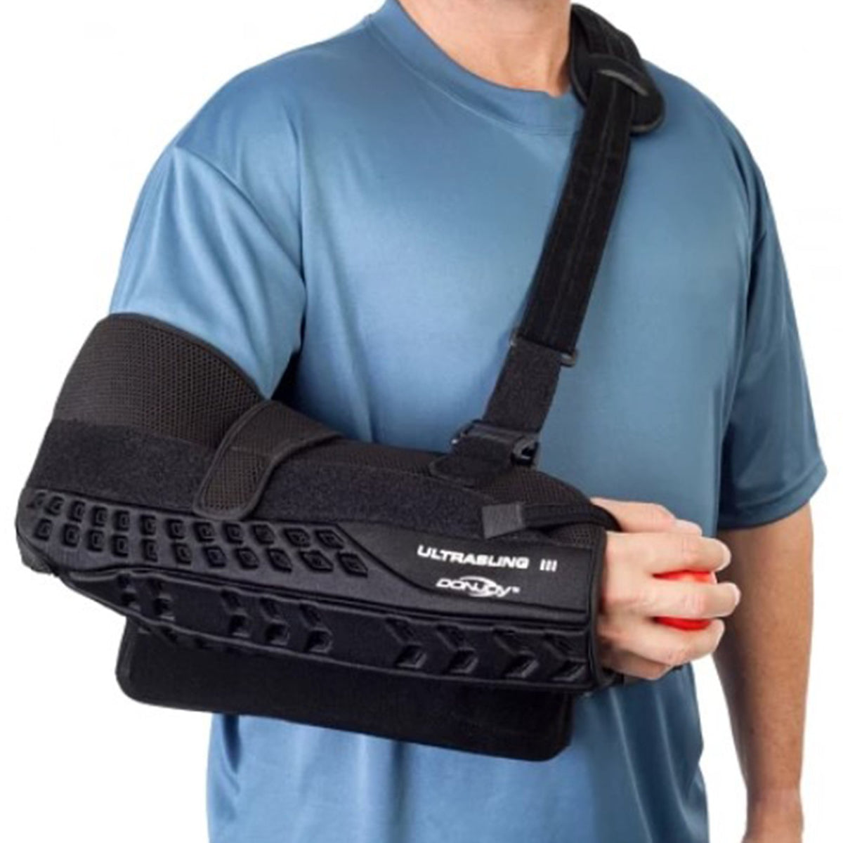 Sling with Abduction Pillow DonJoy® UltraSling® III Small Nylon / Mesh Fabric / Polyester / Polyurethane Foam / Terry Cloth Buckle Closure / Hook and Loop Strap Closure Left or Right Arm