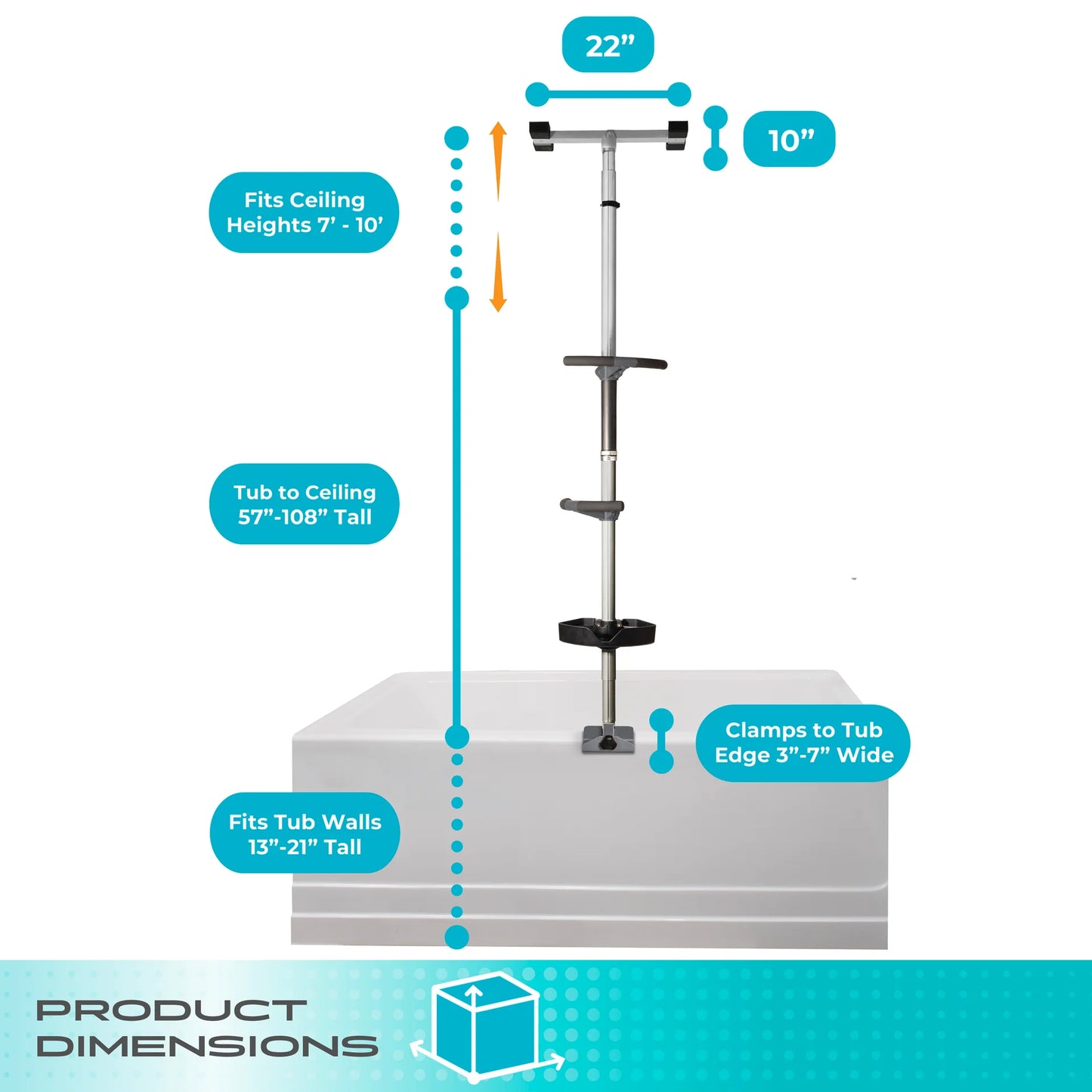 Stander. Wonder Bathtub Pole Premium - Deep Bronze / Graphite