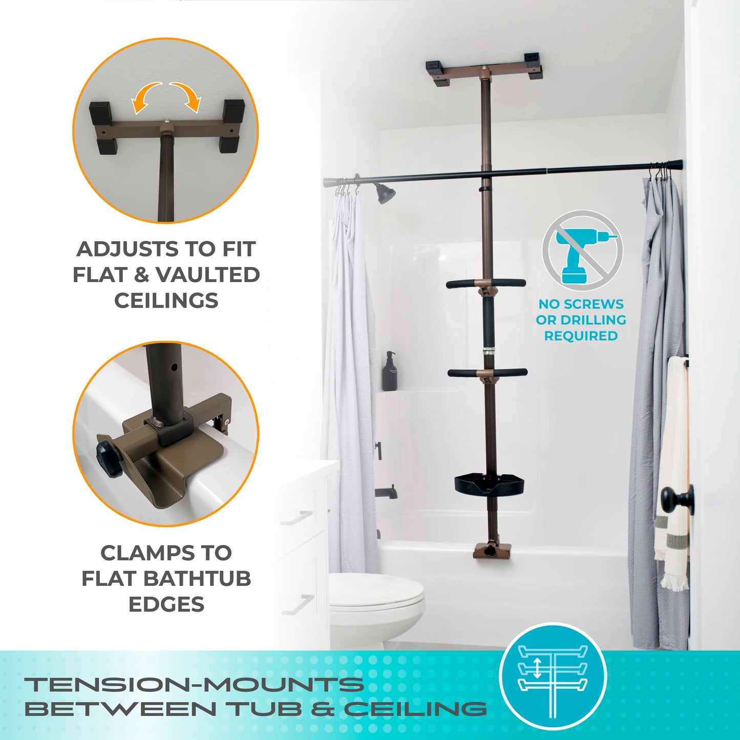 Stander. Wonder Bathtub Pole Premium - Deep Bronze / Graphite