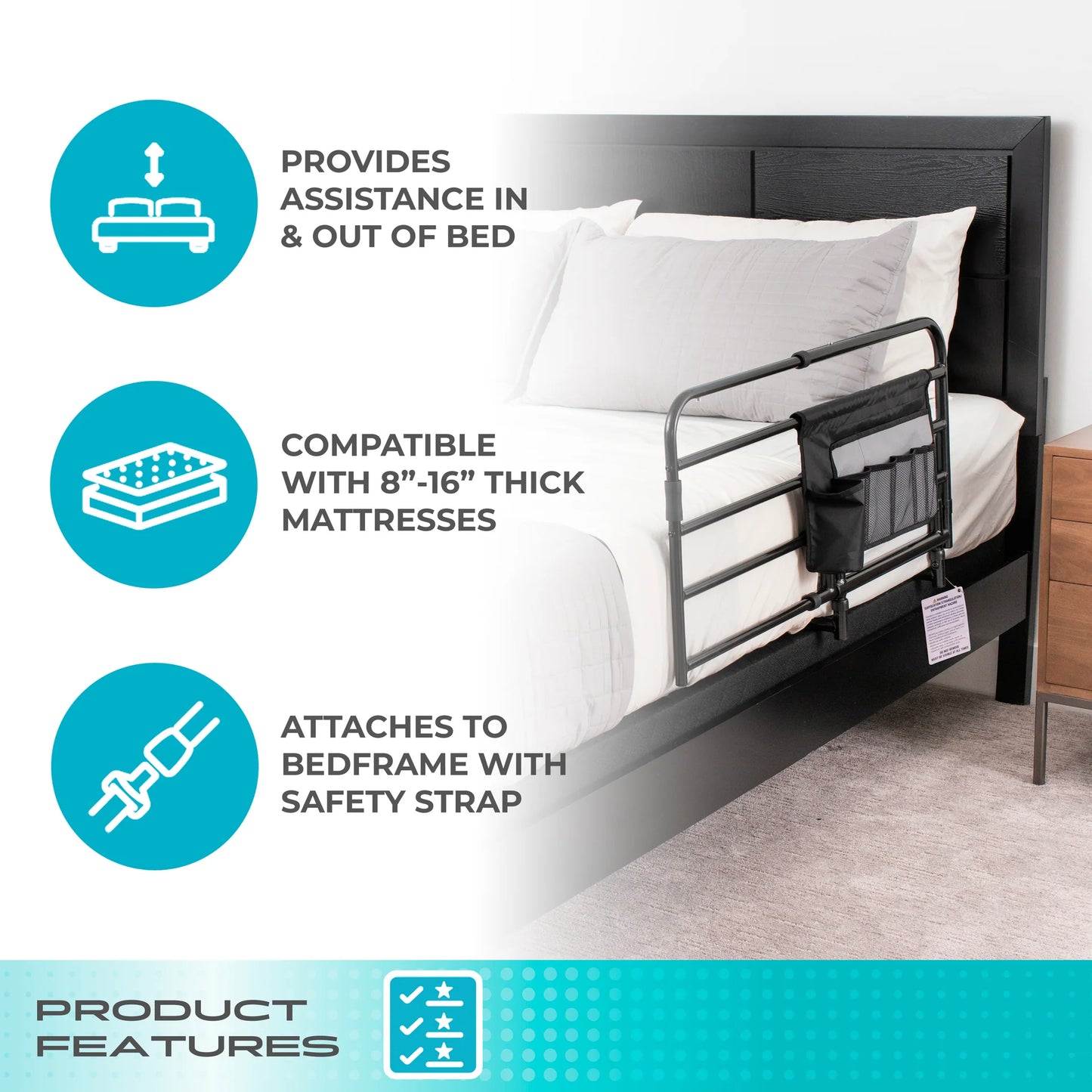 Stander Wonder Pivot Bed Rail - Tall