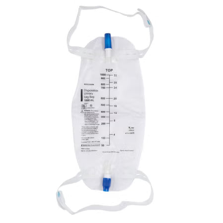 McKesson Urinary Leg Bag with Anti-Reflux Valve 1000 mL, Sterile