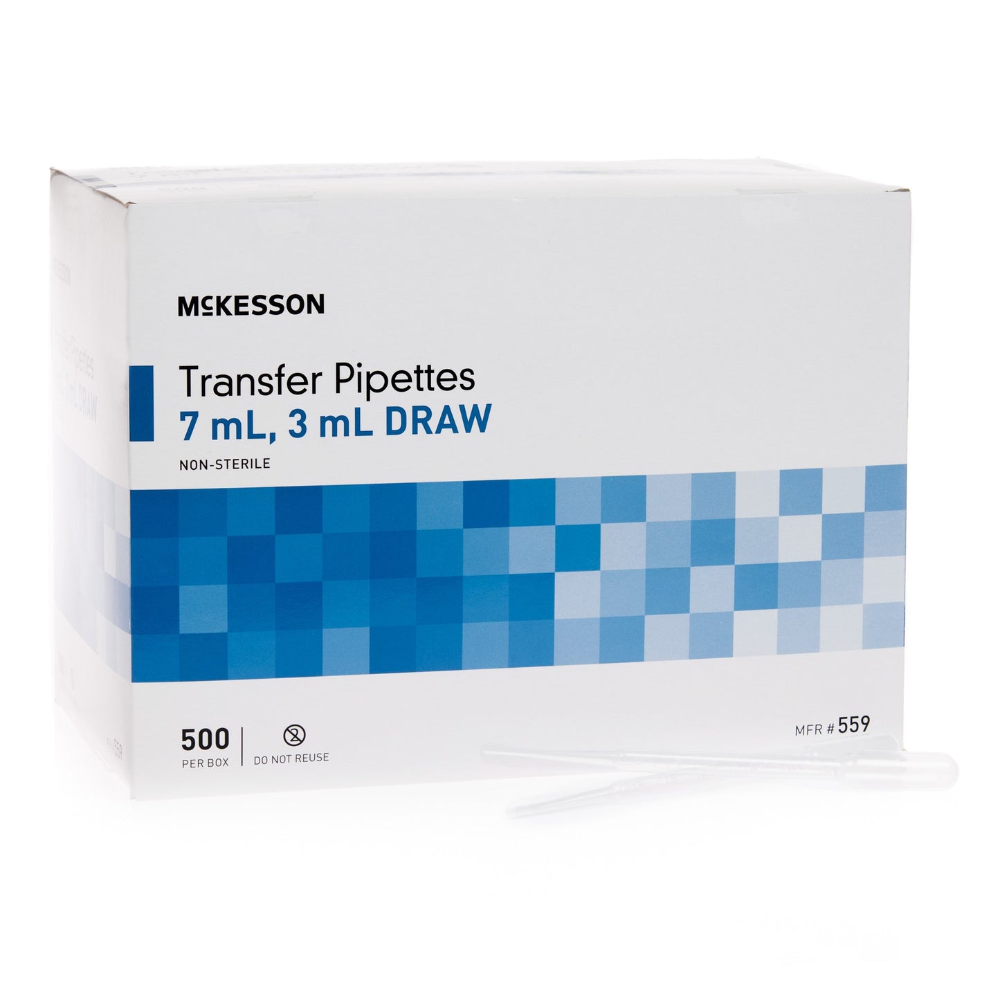 Transfer Pipette McKesson 7.5 mL 0.5 to 3 mL Graduation Increments NonSterile PIPETTE, TRANS 3ML DRAW 7.0ML (500/BX 10BX/CS)