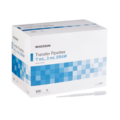 Transfer Pipette McKesson 7.5 mL 0.5 to 3 mL Graduation Increments NonSterile PIPETTE, TRANS 3ML DRAW 7.0ML (500/BX 10BX/CS)