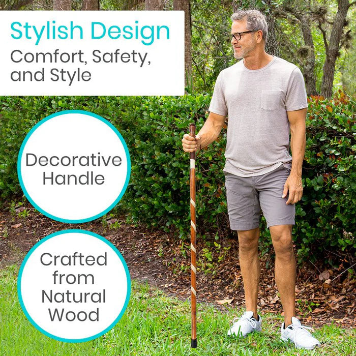 Carved Wooden Walking Stick (2 Pack) - SupplyingSeniors.com