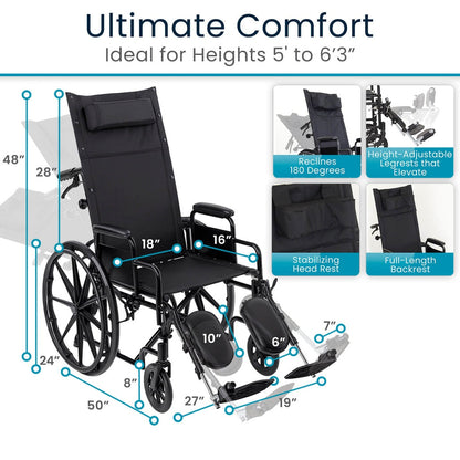 Reclining Wheelchair With Headrest Supplying Seniors