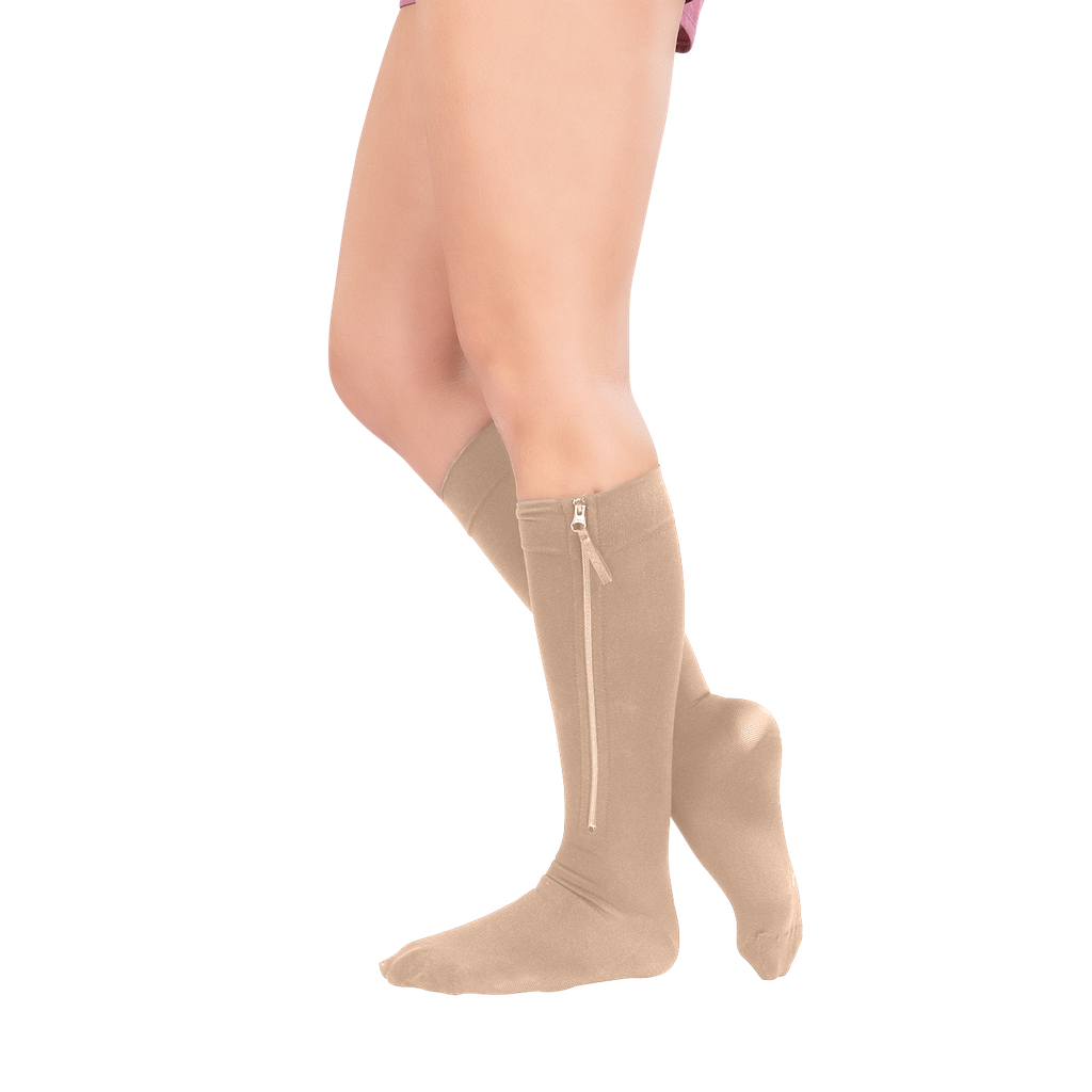 Zippered Knee High Compression Stockings 20-30mmHg