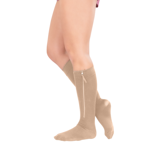 Zippered Knee High Compression Stockings 20-30mmHg