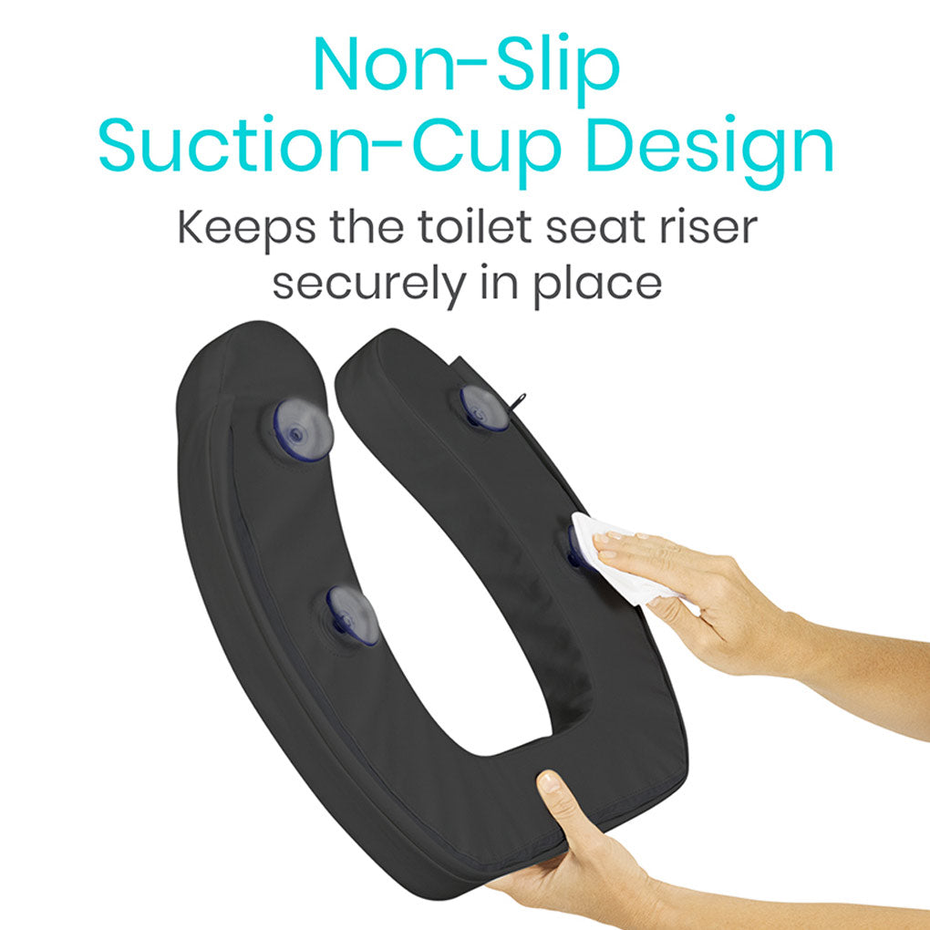 Cushioned Toilet Seat Riser Black 2" Soft SupplyingSeniors.com