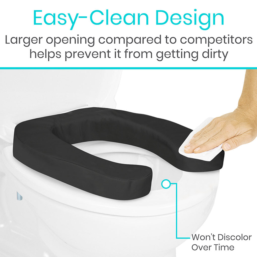 Cushioned Toilet Seat Riser Black 2" Soft SupplyingSeniors.com