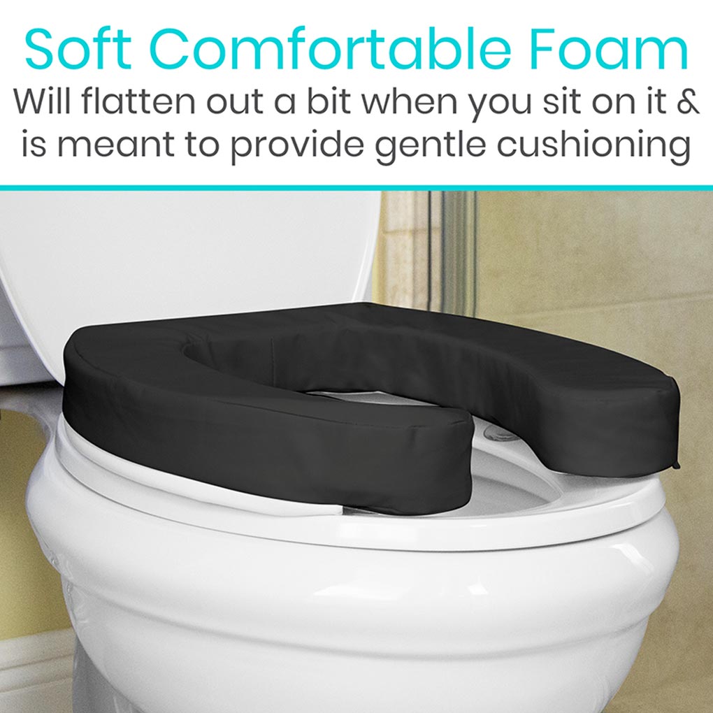 Cushioned Toilet Seat Riser Black 2" Soft SupplyingSeniors.com