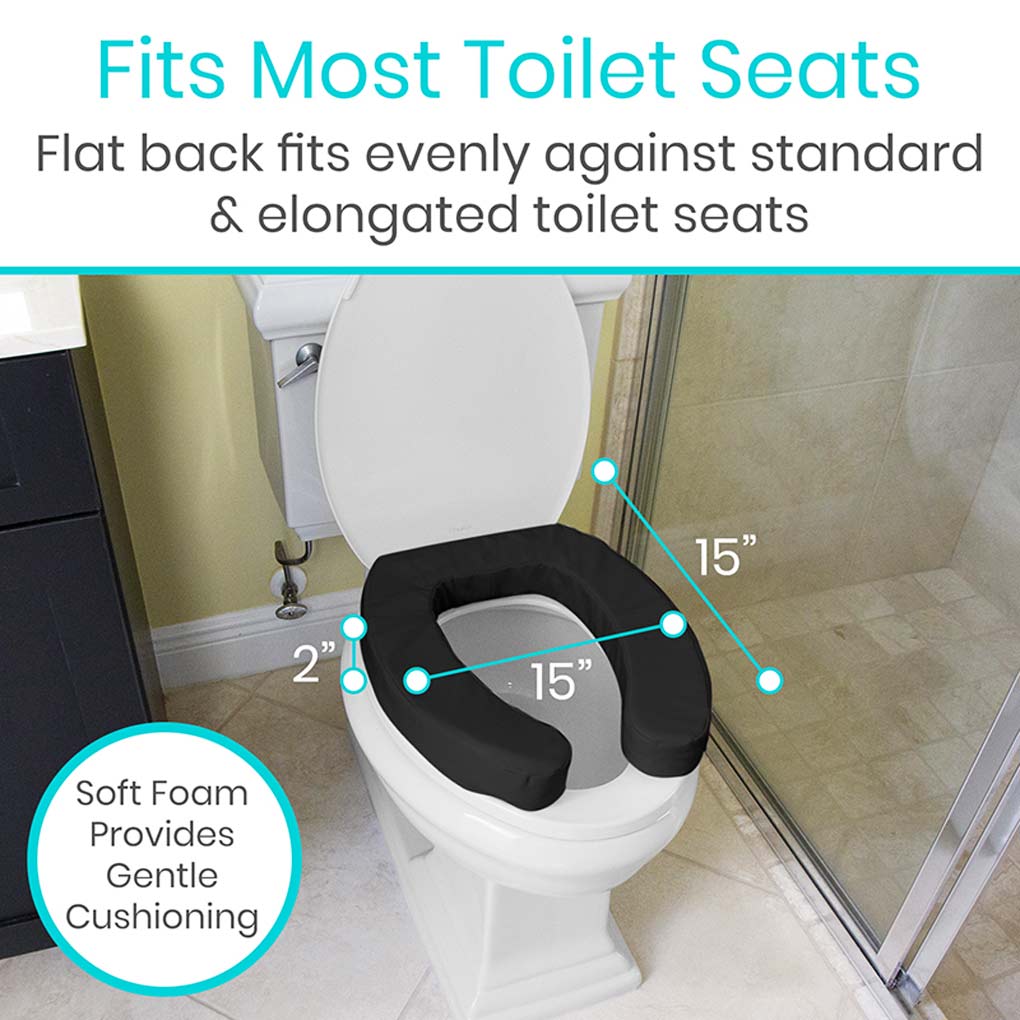 Cushioned Toilet Seat Riser Black 2" Soft SupplyingSeniors.com