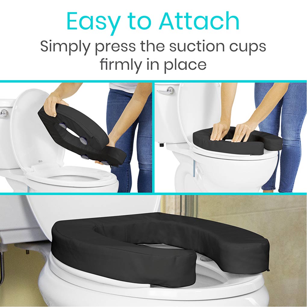 Cushioned Toilet Seat Riser Black 2" Soft SupplyingSeniors.com