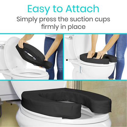 Cushioned Toilet Seat Riser Black 2" Soft SupplyingSeniors.com