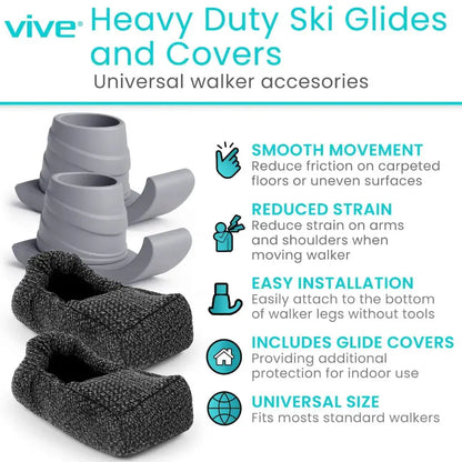 Walker Ski Glides and Covers Heavy Duty Supplying Seniors