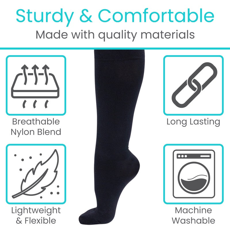 Zippered Knee High Compression Stockings 20-30mmHg