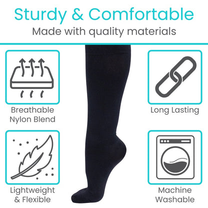 Zippered Knee High Compression Stockings 20-30mmHg