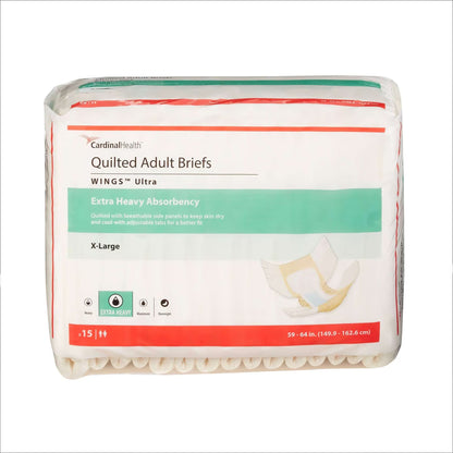 Cardinal Health Wings Ultra Quilted Adult Briefs, Extra Large