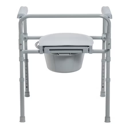 3-in-1 Commode Chair McKesson Fixed Arms Steel Frame Back Bar 13-1/2 Inch Seat Width 350 lbs. Weight