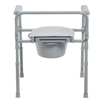 3-in-1 Commode Chair McKesson Fixed Arms Steel Frame Back Bar 13-1/2 Inch Seat Width 350 lbs. Weight