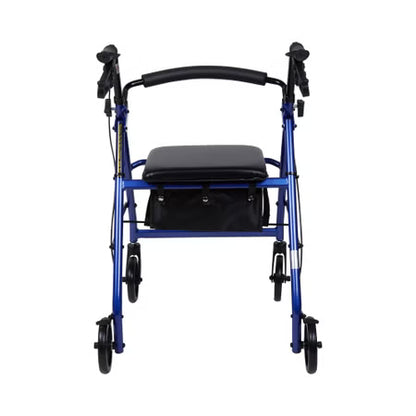 McKesson 4 Wheel Rollator – Blue, Adjustable Height, 300 lb Capacity
