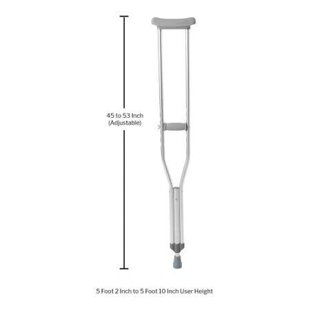 McKesson Adult Underarm Crutches, Pair, Adjustable 45"-53", 350 lb Capacity