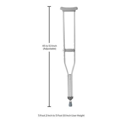 McKesson Adult Underarm Crutches, Pair, Adjustable 45"-53", 350 lb Capacity