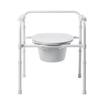 3-in-1 Commode Chair McKesson Fixed Arms Steel Frame Back Bar 13-1/4 Inch Seat Width 350 lbs. Weight