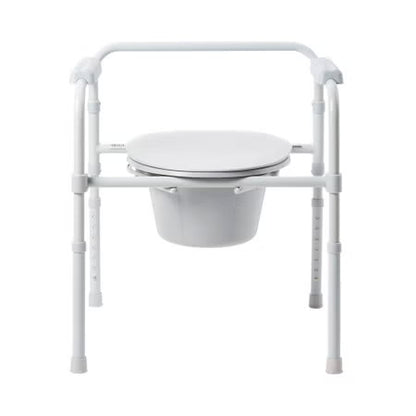 3-in-1 Commode Chair McKesson Fixed Arms Steel Frame Back Bar 13-1/4 Inch Seat Width 350 lbs. Weight