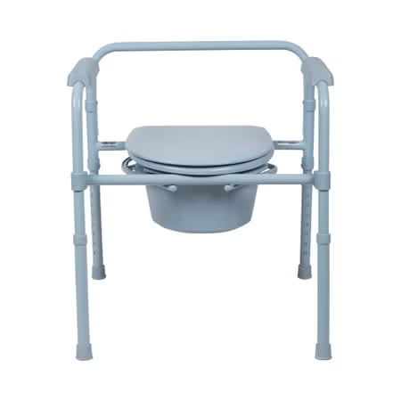 3-in-1 Commode Chair McKesson Fixed Arms Steel Frame Back Bar 13-1/2 Inch Seat Width 350 lbs. Weight