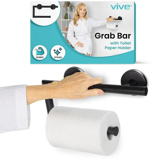 Metal Grab Bar With Toilet Paper Holder SupplyingSeniors.com