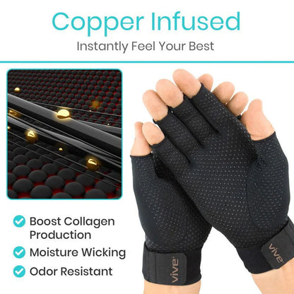 Copper Arthritis Gloves with Strap - SupplyingSeniors.com
