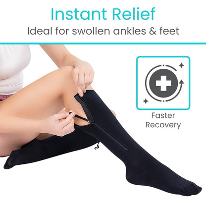 Zippered Knee High Compression Stockings 15-20mmHg - SupplyingSeniors.com