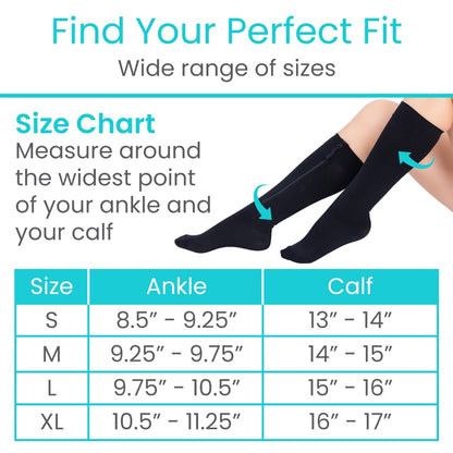 Zippered Knee High Compression Stockings 15-20mmHg - SupplyingSeniors.com
