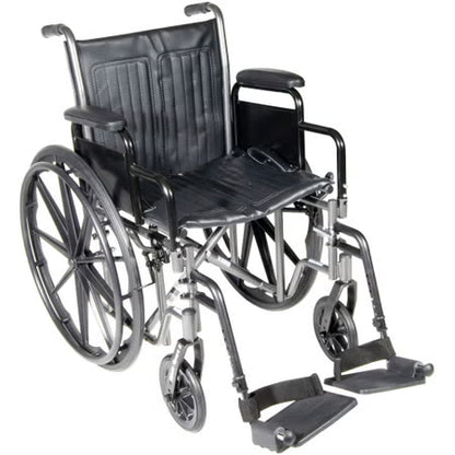 McKesson Wheelchair, 18" Seat, Dual Axle, Detachable Desk Arms, Swing-Away Footrests, 300 lb Capacity
