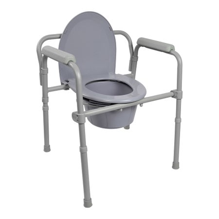 3-in-1 Commode Chair McKesson Fixed Arms Steel Frame Back Bar 13-1/2 Inch Seat Width 350 lbs. Weight