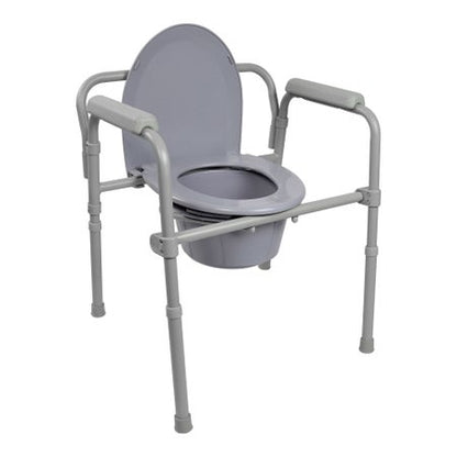 3-in-1 Commode Chair McKesson Fixed Arms Steel Frame Back Bar 13-1/2 Inch Seat Width 350 lbs. Weight