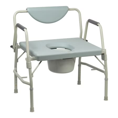 Commode Chair McKesson Drop Arms Steel Frame Padded Backrest 23-1/4 Inch Seat Width 1000 lbs. Weight