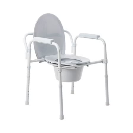 3-in-1 Commode Chair McKesson Fixed Arms Steel Frame Back Bar 13-1/4 Inch Seat Width 350 lbs. Weight