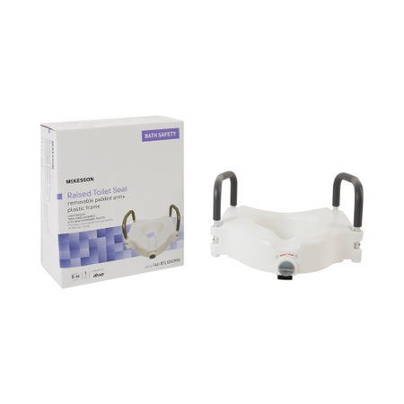 McKesson Raised Toilet Seat with Arms, 5" Rise, 300 lb Capacity