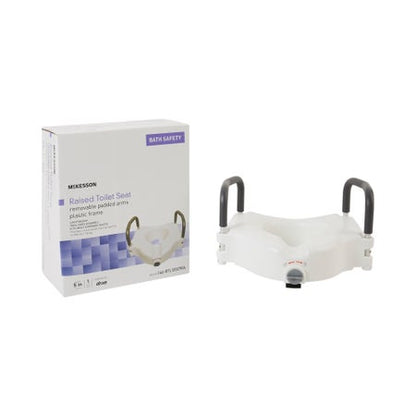 McKesson Raised Toilet Seat with Arms, 5" Rise, 300 lb Capacity
