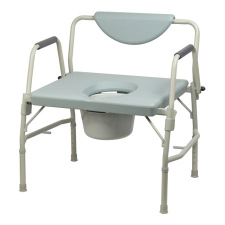 Commode Chair McKesson Drop Arms Steel Frame Padded Backrest 23-1/4 Inch Seat Width 1000 lbs. Weight